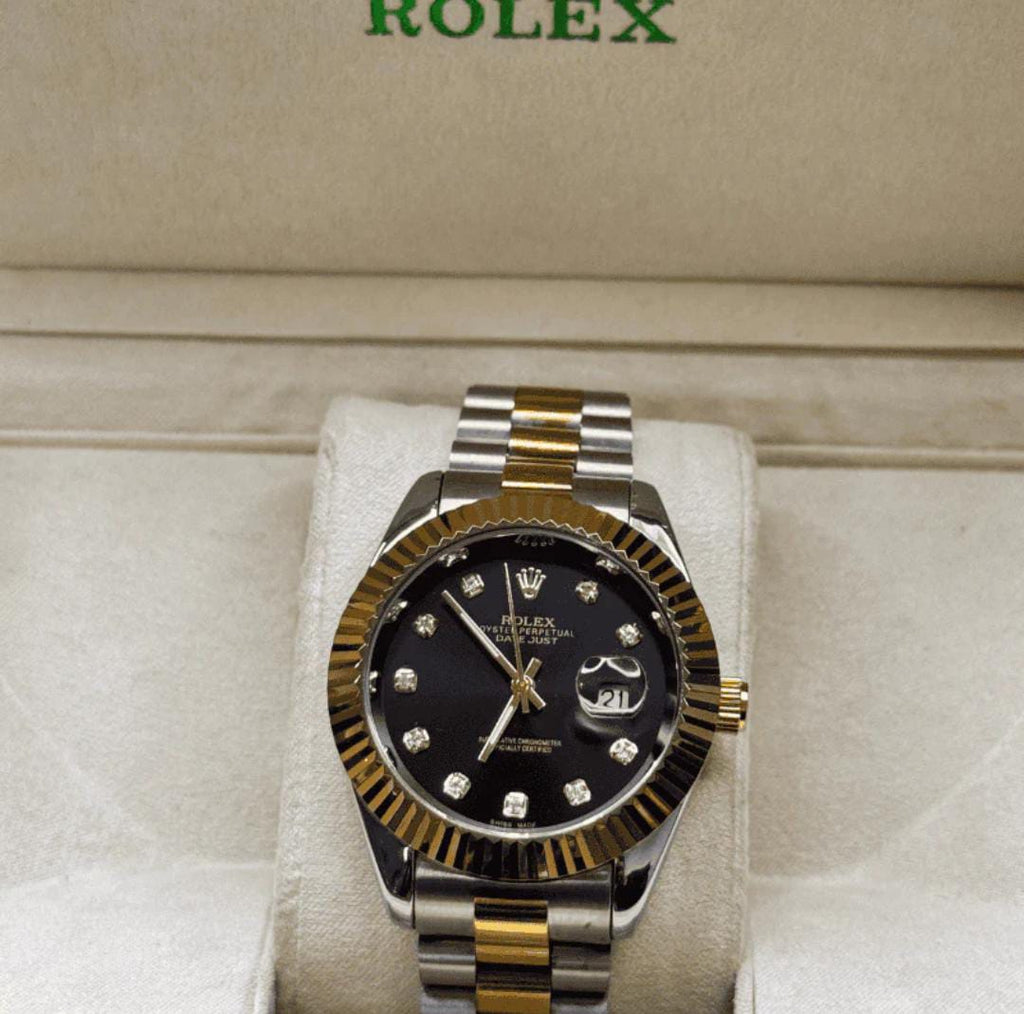 Rolex Watch – Tow Tone Black Dial