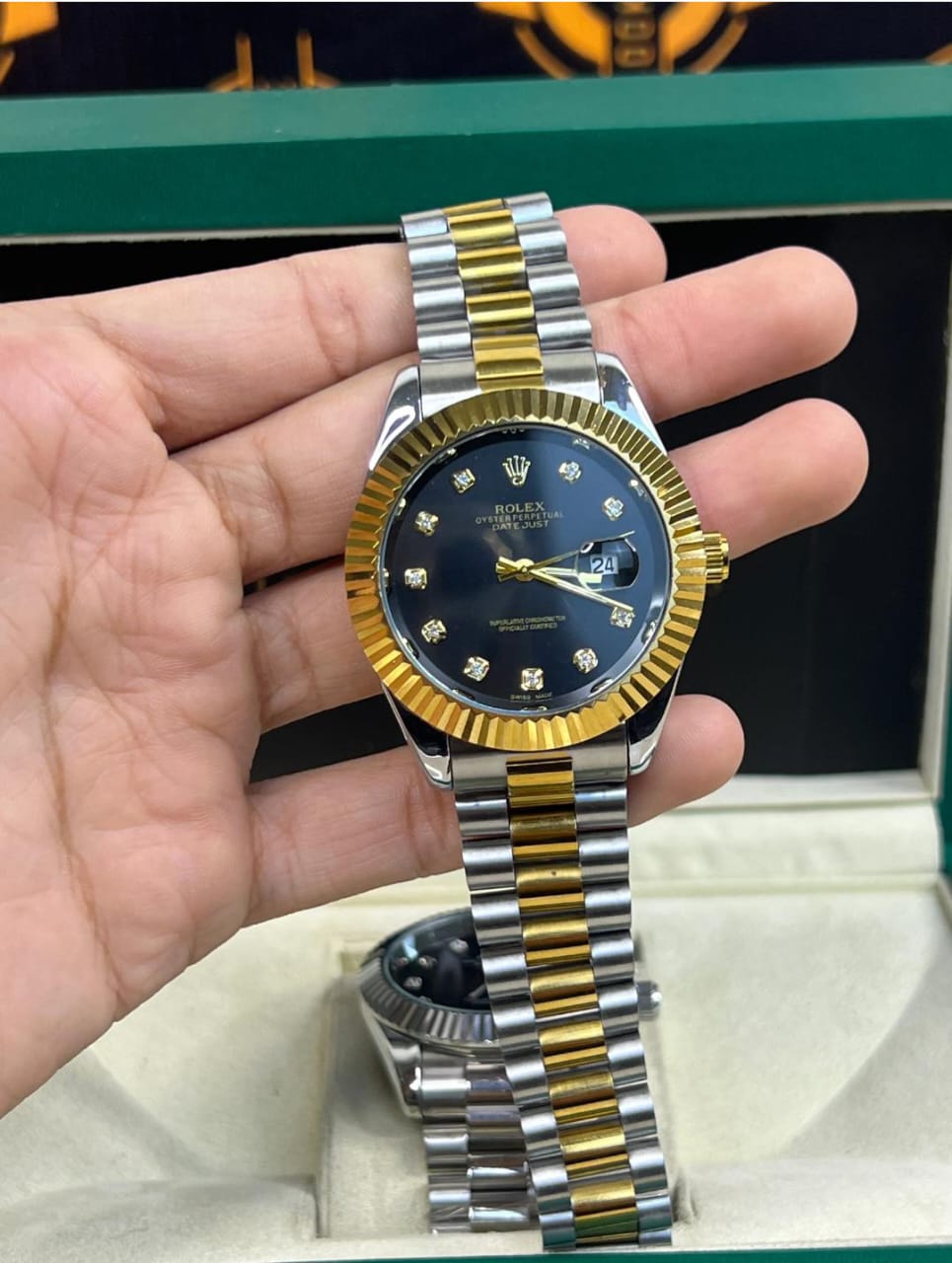 Rolex Watch – Tow Tone Black Dial