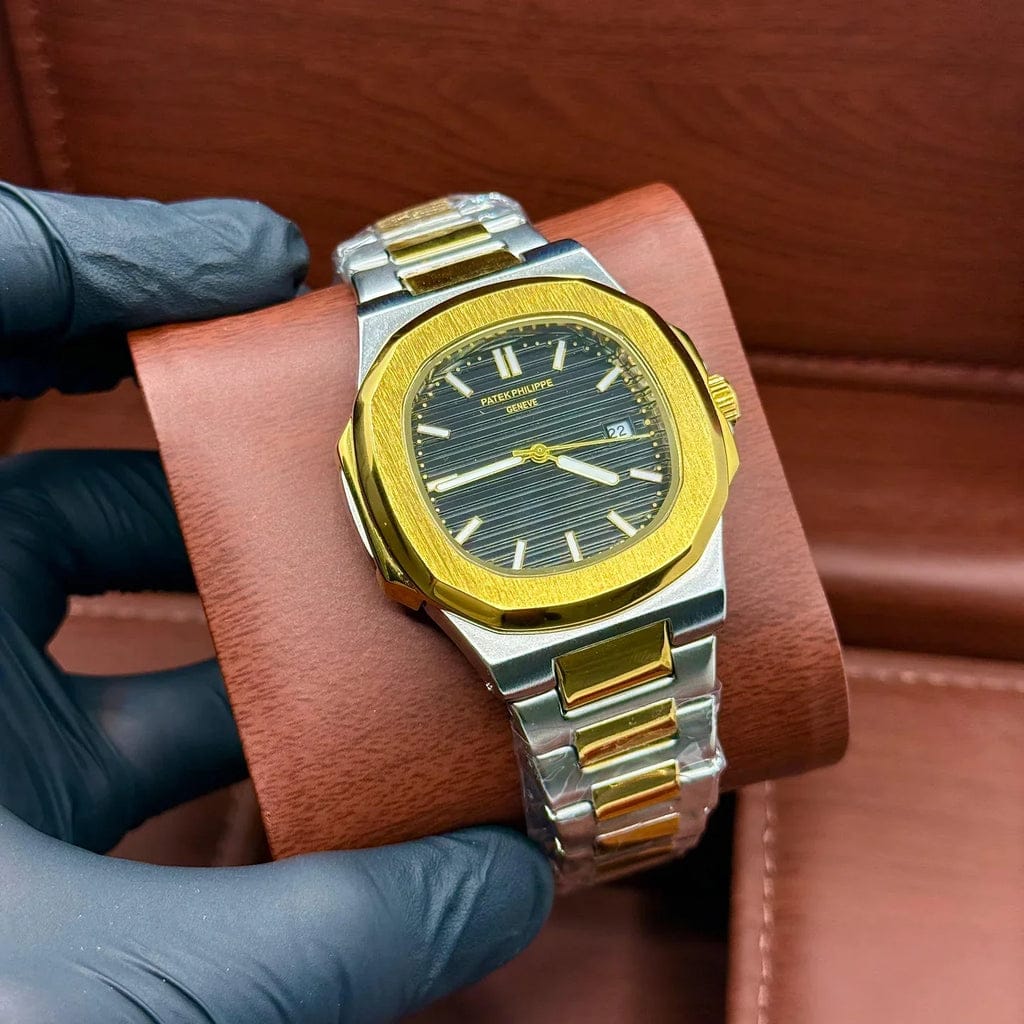 PATEK Classic Skeleton – Silver Bezel with Two-Tone Chain