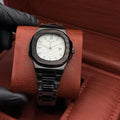 PATEK Classic Skeleton – Silver Bezel with Full Black Chain